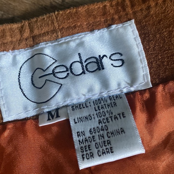 VTG Cedar Fringed Tan Suede true wrap Skirt size M boho festival rustic hippie - Picture 7 of 15